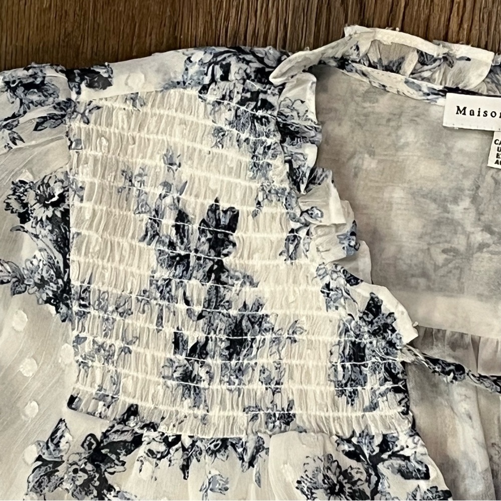 Maison ‘d Amelie Floral Tunic Blouse Womens Size XS Ruffled Peasant Cottagecore - Picture 10 of 16